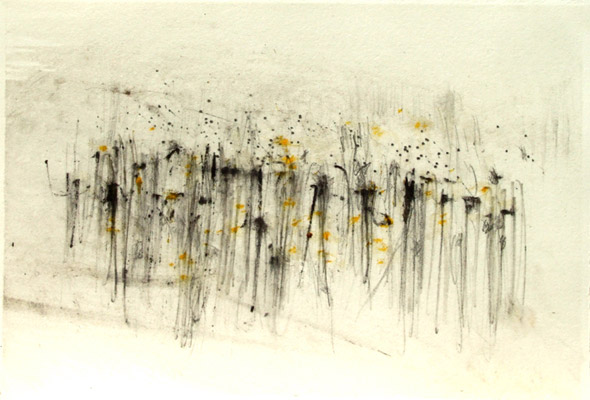 Friche. Fallow land / Tempera sur papier. Tempera on paper. 15x22cm. 2010