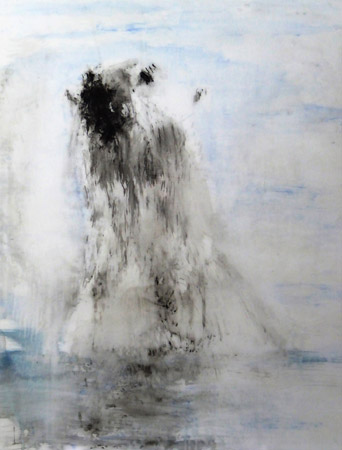 Ours au bain. Bear bath / Acrylique et laque sur toile. Acrylic lacquer on canvas. 116 x 89cm. 2017