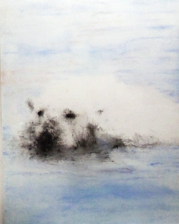 Ours au bain. Bear bath / Acrylique et laque sur toile. Acrylic lacquer on canvas . 146 x 114 cm. 2017