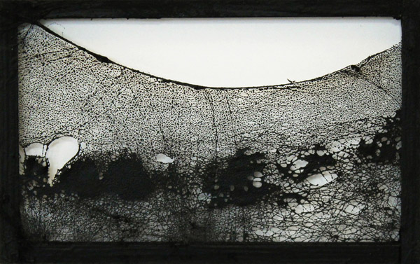 Paysage VIII - Landscape VIII / Encre de chine sur toile d'araignée, montée sur châssis - <br />
Ink on spider web, set on canvas. 7 x 11 cm. 2014